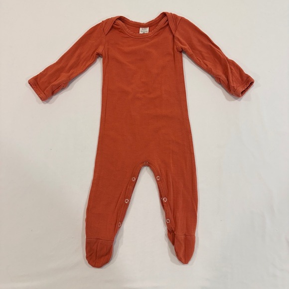 Kate Quinn Bamboo Viscose Footed Sleeper Set Kids 3-6M Yellow Orange Snaps - Picture 3 of 6